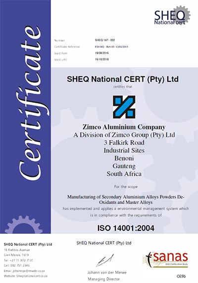 ISO 14001 certification